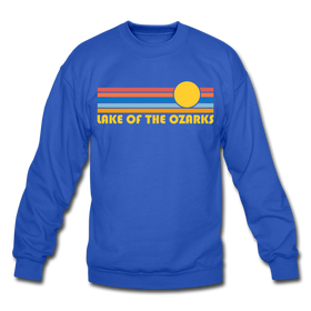 Lake of the Ozarks, Missouri Sweatshirt - Retro Sunrise Lake of the Ozarks Crewneck Sweatshirt - royal blue