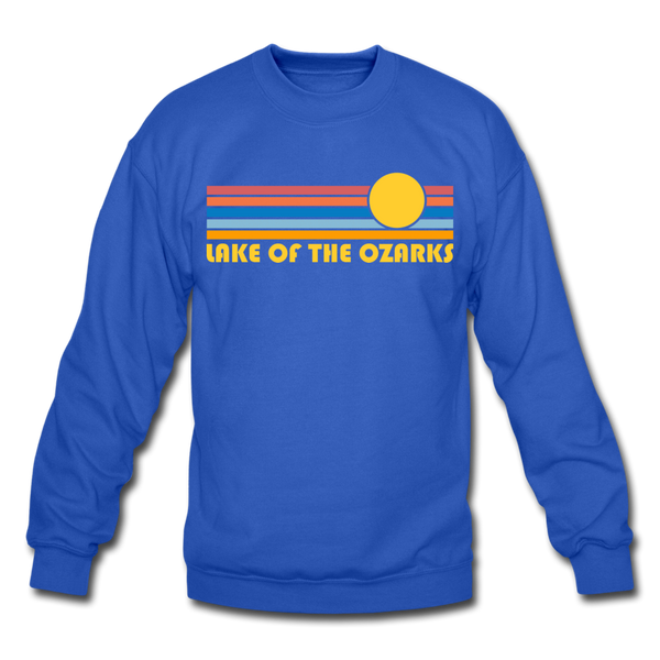 Lake of the Ozarks, Missouri Sweatshirt - Retro Sunrise Lake of the Ozarks Crewneck Sweatshirt - royal blue