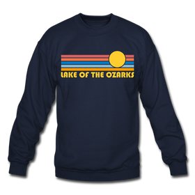 Lake of the Ozarks, Missouri Sweatshirt - Retro Sunrise Lake of the Ozarks Crewneck Sweatshirt - navy