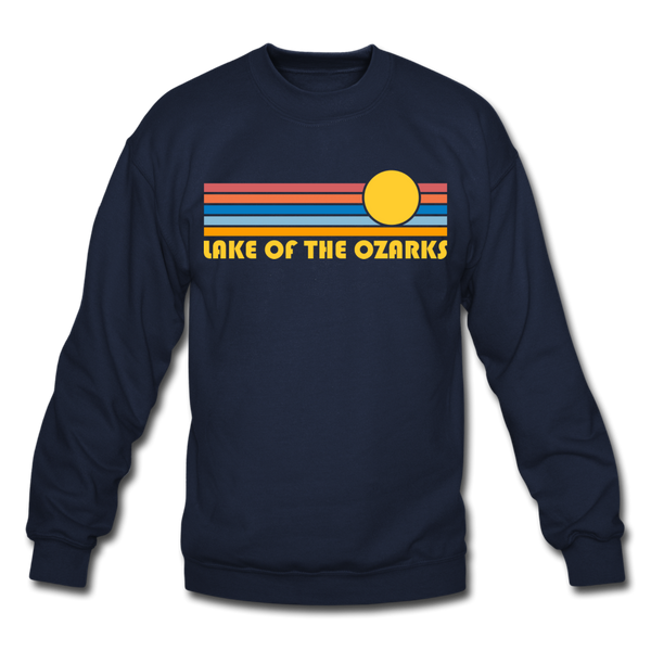 Lake of the Ozarks, Missouri Sweatshirt - Retro Sunrise Lake of the Ozarks Crewneck Sweatshirt - navy