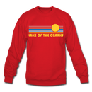 Lake of the Ozarks, Missouri Sweatshirt - Retro Sunrise Lake of the Ozarks Crewneck Sweatshirt - red