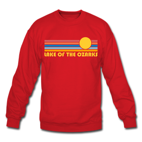 Lake of the Ozarks, Missouri Sweatshirt - Retro Sunrise Lake of the Ozarks Crewneck Sweatshirt - red