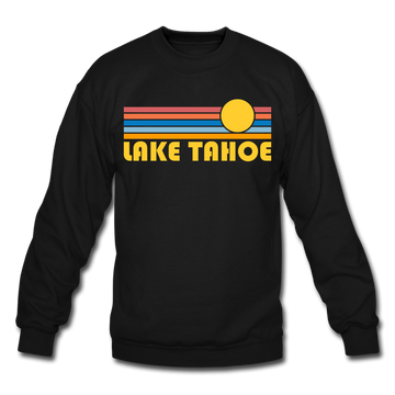 Lake Tahoe, California Sweatshirt - Retro Sunrise Lake Tahoe Crewneck Sweatshirt - black