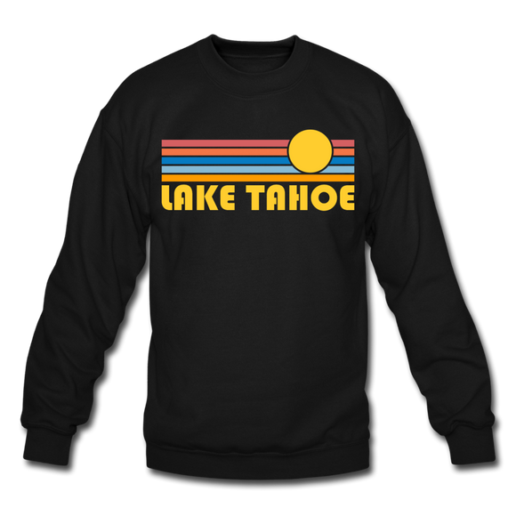 Lake Tahoe, California Sweatshirt - Retro Sunrise Lake Tahoe Crewneck Sweatshirt - black