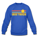 Lake Tahoe, California Sweatshirt - Retro Sunrise Lake Tahoe Crewneck Sweatshirt - royal blue