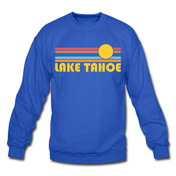 Lake Tahoe, California Sweatshirt - Retro Sunrise Lake Tahoe Crewneck Sweatshirt - royal blue