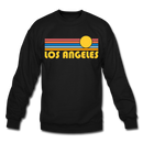 Los Angeles, California Sweatshirt - Retro Sunrise Los Angeles Crewneck Sweatshirt - black