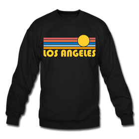 Los Angeles, California Sweatshirt - Retro Sunrise Los Angeles Crewneck Sweatshirt - black