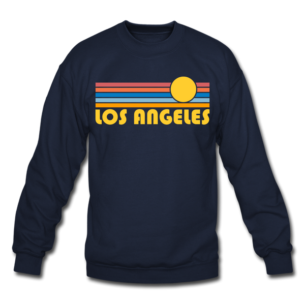 Los Angeles, California Sweatshirt - Retro Sunrise Los Angeles Crewneck Sweatshirt - navy