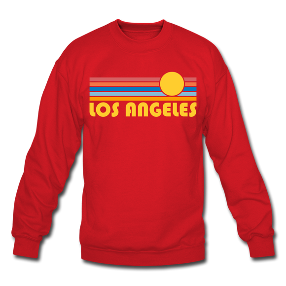 Los Angeles, California Sweatshirt - Retro Sunrise Los Angeles Crewneck Sweatshirt - red