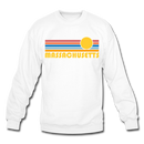 Massachusetts Sweatshirt - Retro Sunrise Massachusetts Crewneck Sweatshirt - white