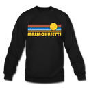 Massachusetts Sweatshirt - Retro Sunrise Massachusetts Crewneck Sweatshirt - black