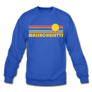 Massachusetts Sweatshirt - Retro Sunrise Massachusetts Crewneck Sweatshirt - royal blue