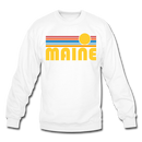 Maine Sweatshirt - Retro Sunrise Maine Crewneck Sweatshirt - white