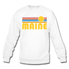 Maine Sweatshirt - Retro Sunrise Maine Crewneck Sweatshirt - white