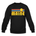 Maine Sweatshirt - Retro Sunrise Maine Crewneck Sweatshirt - black