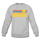Maine Sweatshirt - Retro Sunrise Maine Crewneck Sweatshirt - heather gray