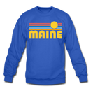 Maine Sweatshirt - Retro Sunrise Maine Crewneck Sweatshirt - royal blue