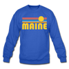 Maine Sweatshirt - Retro Sunrise Maine Crewneck Sweatshirt - royal blue