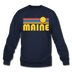 Maine Sweatshirt - Retro Sunrise Maine Crewneck Sweatshirt - navy