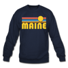 Maine Sweatshirt - Retro Sunrise Maine Crewneck Sweatshirt - navy