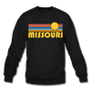 Missouri Sweatshirt - Retro Sunrise Missouri Crewneck Sweatshirt - black