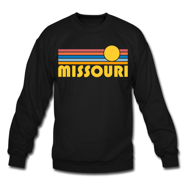 Missouri Sweatshirt - Retro Sunrise Missouri Crewneck Sweatshirt - black