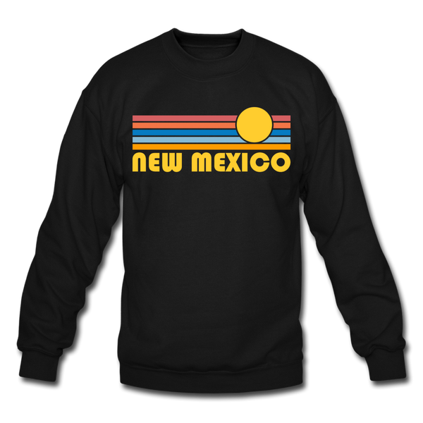 New Mexico Sweatshirt - Retro Sunrise New Mexico Crewneck Sweatshirt - black