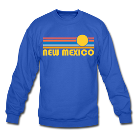 New Mexico Sweatshirt - Retro Sunrise New Mexico Crewneck Sweatshirt - royal blue