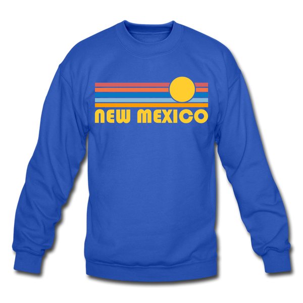New Mexico Sweatshirt - Retro Sunrise New Mexico Crewneck Sweatshirt - royal blue