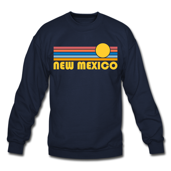 New Mexico Sweatshirt - Retro Sunrise New Mexico Crewneck Sweatshirt - navy