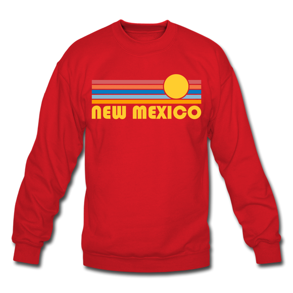 New Mexico Sweatshirt - Retro Sunrise New Mexico Crewneck Sweatshirt - red