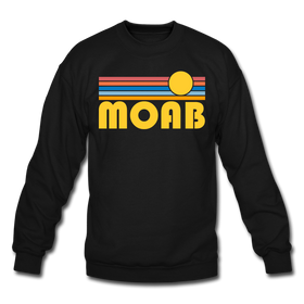 Moab, Utah Sweatshirt - Retro Sunrise Moab Crewneck Sweatshirt - black