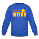 Moab, Utah Sweatshirt - Retro Sunrise Moab Crewneck Sweatshirt - royal blue