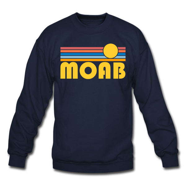 Moab, Utah Sweatshirt - Retro Sunrise Moab Crewneck Sweatshirt - navy