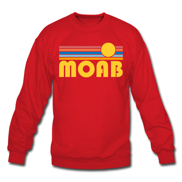 Moab, Utah Sweatshirt - Retro Sunrise Moab Crewneck Sweatshirt - red