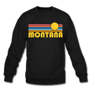 Montana Sweatshirt - Retro Sunrise Montana Crewneck Sweatshirt - black