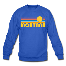 Montana Sweatshirt - Retro Sunrise Montana Crewneck Sweatshirt - royal blue