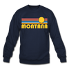 Montana Sweatshirt - Retro Sunrise Montana Crewneck Sweatshirt - navy