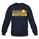 Montana Sweatshirt - Retro Sunrise Montana Crewneck Sweatshirt - navy