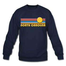 North Carolina Sweatshirt - Retro Sunrise North Carolina Crewneck Sweatshirt - navy