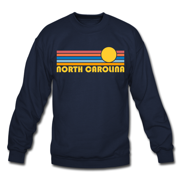 North Carolina Sweatshirt - Retro Sunrise North Carolina Crewneck Sweatshirt - navy