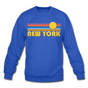 New York, New York Sweatshirt - Retro Sunrise New York Crewneck Sweatshirt - royal blue