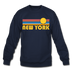 New York, New York Sweatshirt - Retro Sunrise New York Crewneck Sweatshirt - navy
