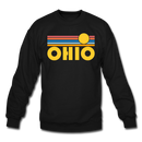 Ohio Sweatshirt - Retro Sunrise Ohio Crewneck Sweatshirt - black