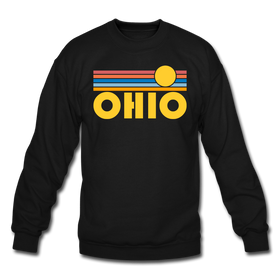 Ohio Sweatshirt - Retro Sunrise Ohio Crewneck Sweatshirt - black
