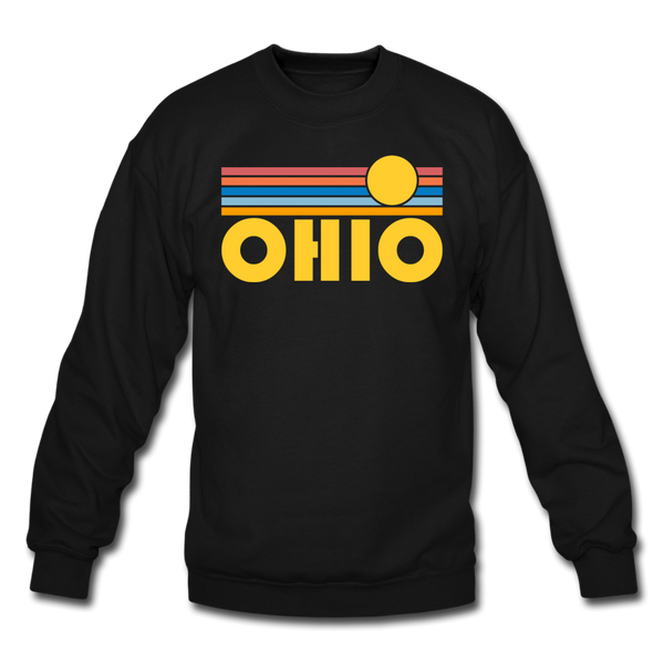 Ohio Sweatshirt - Retro Sunrise Ohio Crewneck Sweatshirt - black