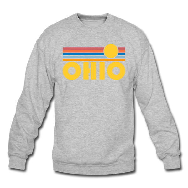 Ohio Sweatshirt - Retro Sunrise Ohio Crewneck Sweatshirt - heather gray