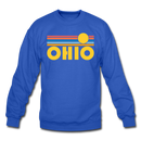 Ohio Sweatshirt - Retro Sunrise Ohio Crewneck Sweatshirt - royal blue