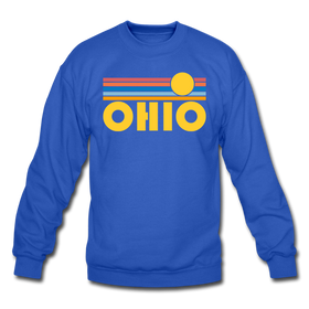 Ohio Sweatshirt - Retro Sunrise Ohio Crewneck Sweatshirt - royal blue